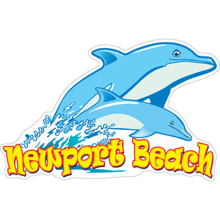 Newport Beach   Two Dolphins Sticker