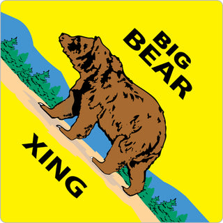 Big Bear  CA   Color Bear Crossing Sign Sticker