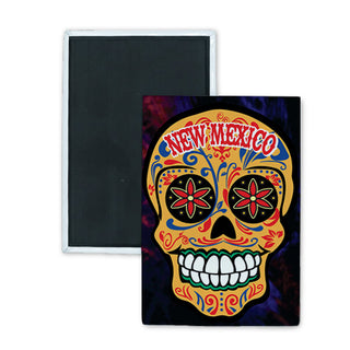 New Mexico Orange Sugar Skull Rectangle Badge Magnet