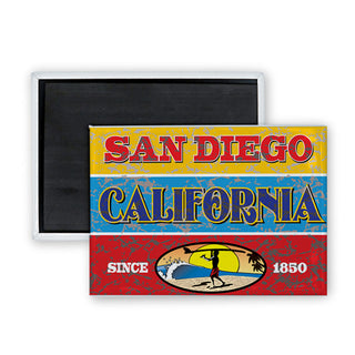 San Diego  California   Distressed Endless Summer Rectangle Rectangle Badge Magnet