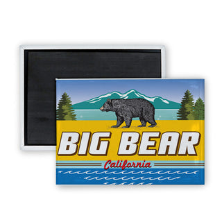 Big Bear  California   Teal Mountains & Bear Rectangle Badge Magnet