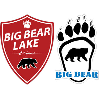 Big Bear  California   Red Shield & Bear Paw Sticker