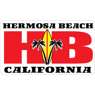 Hermosa Beach  California   Fat Letters Surfboard & Palm Trees Sticker