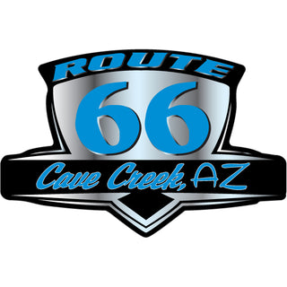 Cave Creek  Arizona   Route 66 Blue & Silver Retro Emblem Sticker