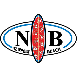 Newport Beach   Surfboard Split Oval Sticker