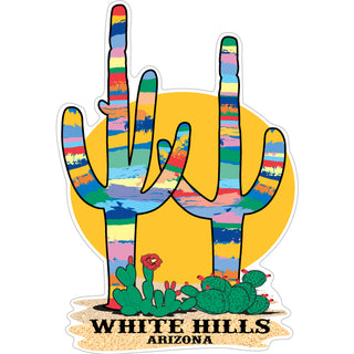 White Hills AZ Colorful Cactius Sticker