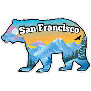 OK4 San Francisco Snowy Mountains Inside Bear (01381) Sticker