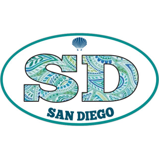 San Diego   Paisley Letters Euro Oval Sticker