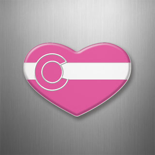 COLORADO PINK HEART   Colorado Pink Flag Heart 3D Magnet
