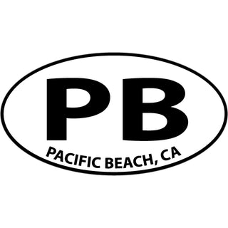 Pacific Beach  CA   Black and White Euro Oval Sticker