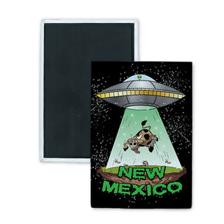 New Mexico   Cow Abduction Rectangle Badge Magnet