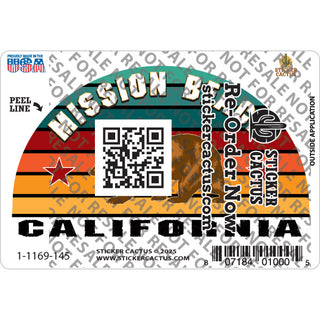Mission Beach  California   Striped Half Circle Bear Sticker