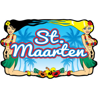 St. Maarten   Two Kneeling Aloha Girls Sticker