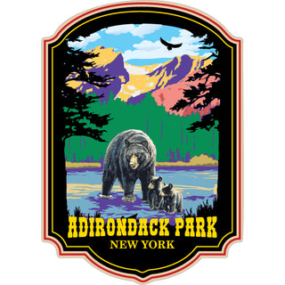 Adirondack Park New York   Bear Family in Mountain Stream Sticker