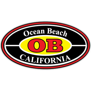 Ocean Beach CA Red Yellow Oval Sticker