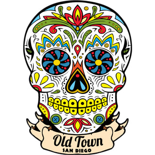 OK4 Old Town San Diego White Skull Bottom Banner Sticker