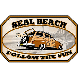 Seal Beach   Woody Follow The Sun Sticker
