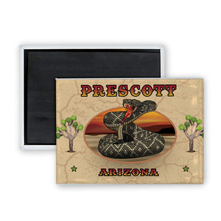 Prescott  Arizona   Arched Rattlesnake Rectangle Badge Magnet
