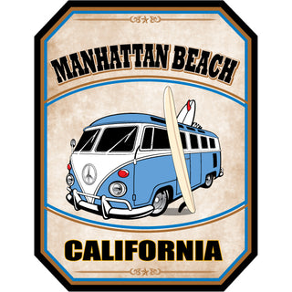 Manhattan Beach  California Vintage Blue Bus Corner Sticker