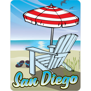 San Diego  CA   Umbrella Beach Chair Scene Sticker