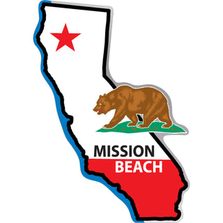 OK4 Mission Beach on California Map Flag Sticker