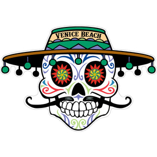 Venice Beach   Sugar Skull Tassel Hat Sticker