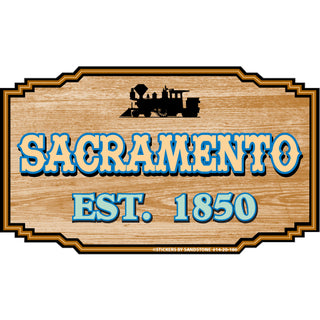 OK4 Sacramento  CA Wood Sign Background Sticker