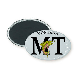 Montana   Yellow Trout Euro Oval Badge Magnet