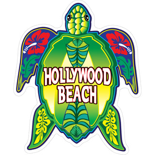 OK4 Hollywood Beach FL Green Sea Turtle with Red Flowers vertical (3 00159 0242) Sticker