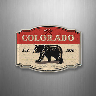 Colorado   Red Sign with Bear Est 1876 3D Magnet