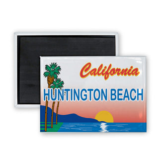 Huntington Beach Palm Sunset License Plate Rectangle Badge Magnet