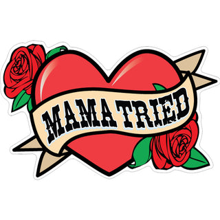 Novelty   Mama Tried Heart Banner Flowers Tattoo Sticker