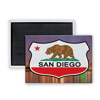 San Diego   Wide California Flag Shield Rectangle Badge Magnet