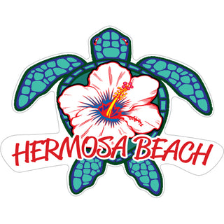 OK4 Hermosa Beach  CA White Flower Turtle (00121) Sticker