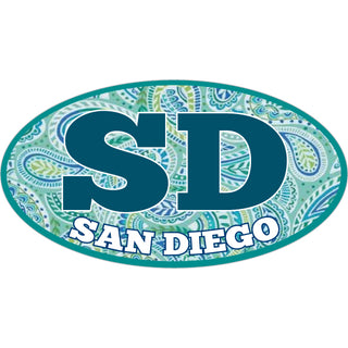 San Diego   Paisley Filled Euro Oval Sticker