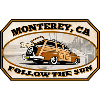Monterey  CA   Woody Follow the Sun Sticker