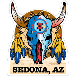 Sedona  AZ Skull Dream Catcher Sticker