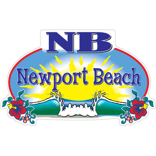 Newport Beach   Wave and Sun Sticker
