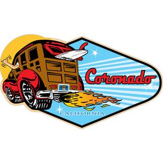 OK4 Coronado  CA Woody on Rounded Diamond Shape Sticker