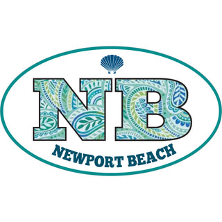 OK4 Newport Beach White Paisley Euro Oval (41819) Sticker