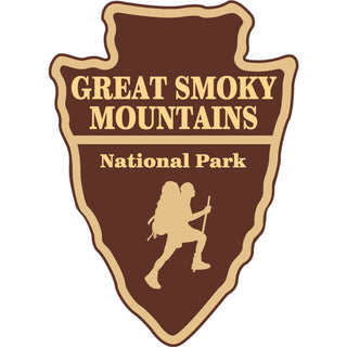 Great Smoky Mountains National Park Hiker Silhouette Brown Arrowhead Vertical Sticker