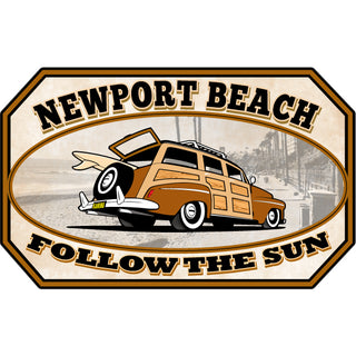 Newport Beach   Woody Follow The Sun Sticker