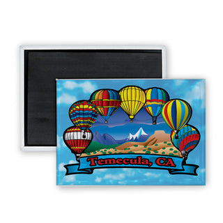 Temecula  CA   Hot Air Balloons With Banner Rectangle Badge Magnet