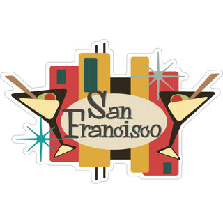 OK4 San Francisco Retro Martini Glasses (01214) Sticker