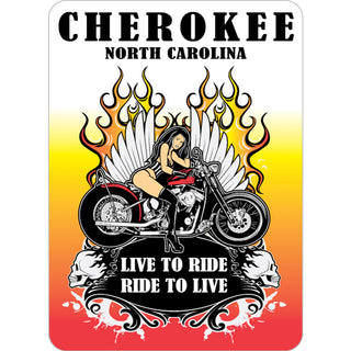Cherokee NC Motorcycle Woman Sticker