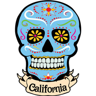 California Blue Skull Bottom Banner Vertical Sticker