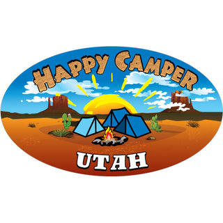 OK4 Utah Happy Camper Oval with Desert Sticker