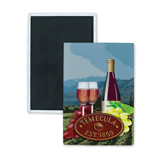 Temecula   Wine and Grapes Vineyard Rectangle Badge Magnet