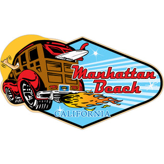 Manhattan Beach CA Woody on Rounded Diamond Sticker