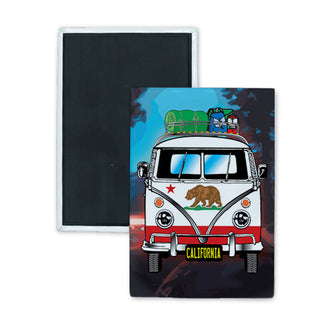 California   Bus Ca Bear Flag Rectangle Badge Magnet